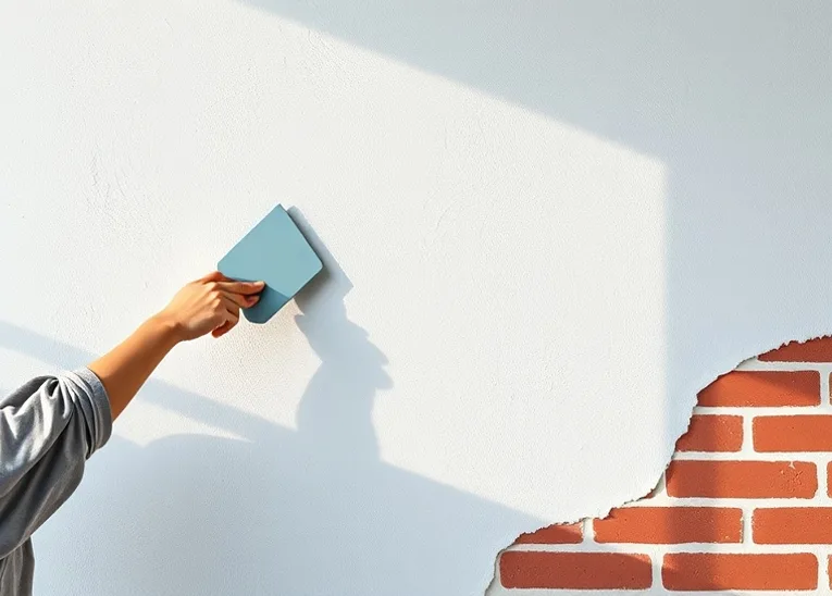 Application d'un enduit décoratif à la lisseuse sur un mur