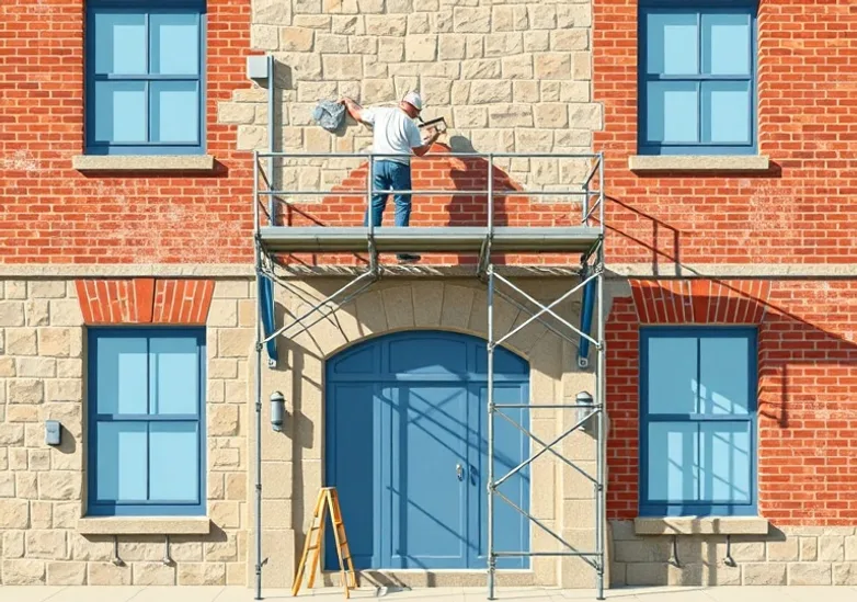 Ravalement de façade en pierre, nettoyage et application d'enduit